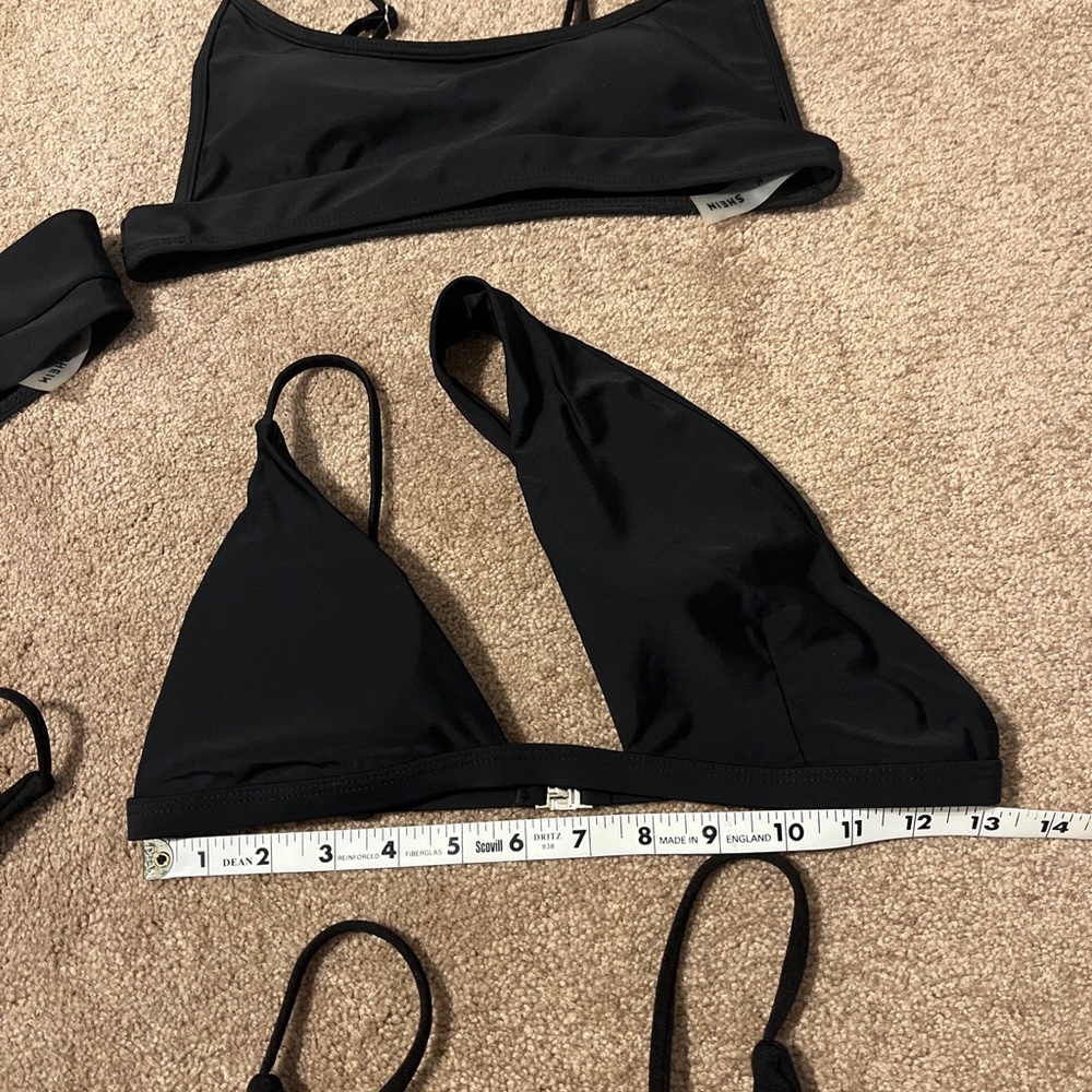 Womens Shein Black Bikini Swim Bundle Set Tops Bottoms Medium/Large - Picture 3 of 9